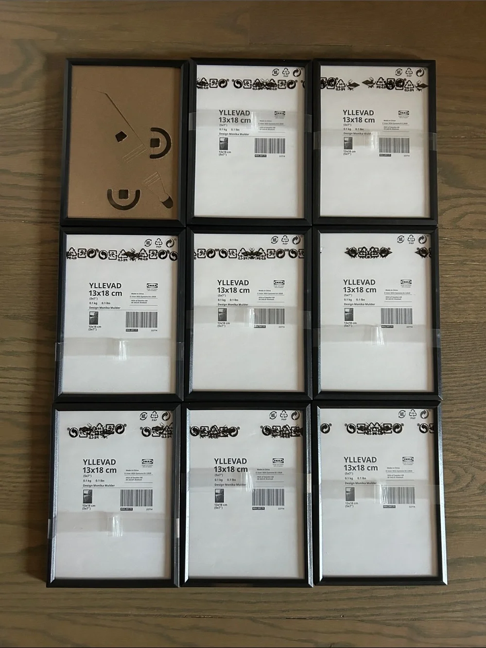IKEA Black YLLEVAD Photo Frames – Set of 9